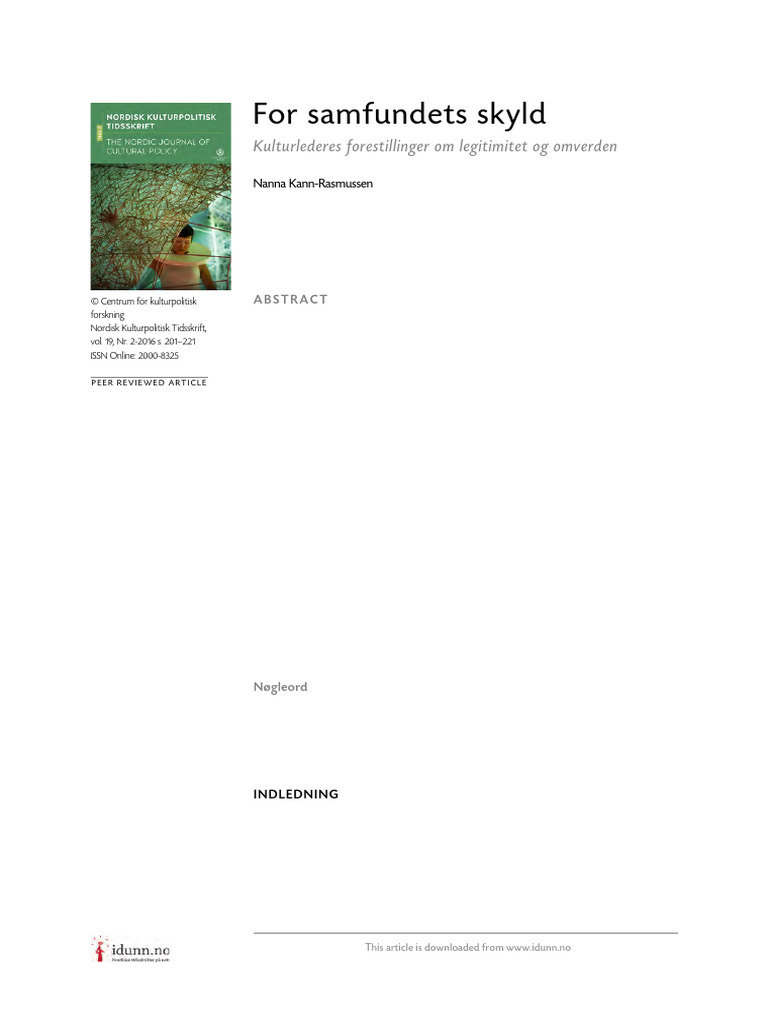 For Samfundets Skyld - Kulturlederes Forestillinger Om Legi | PDF