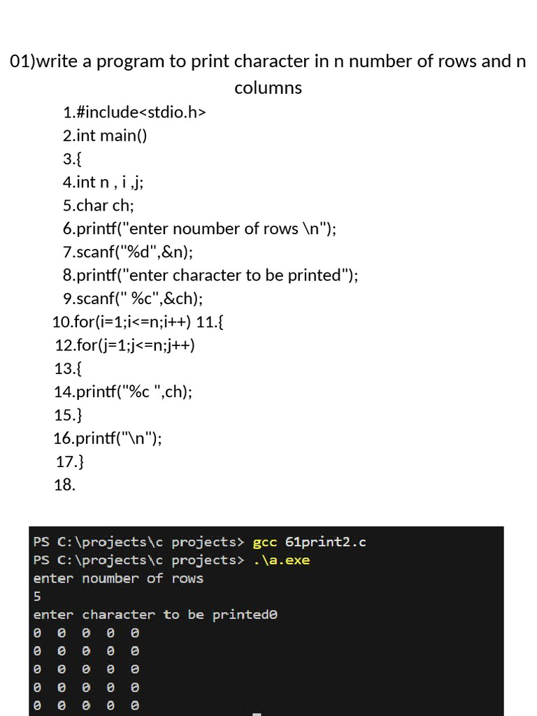 C Programs for Pattern Printing | PDF