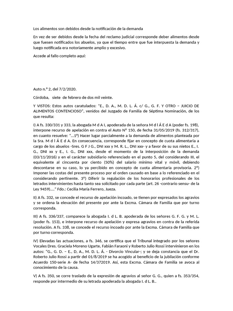 2021-10-04 - Acceso A Alimentos Desde Fecha | PDF | Apelación | Caso de ley