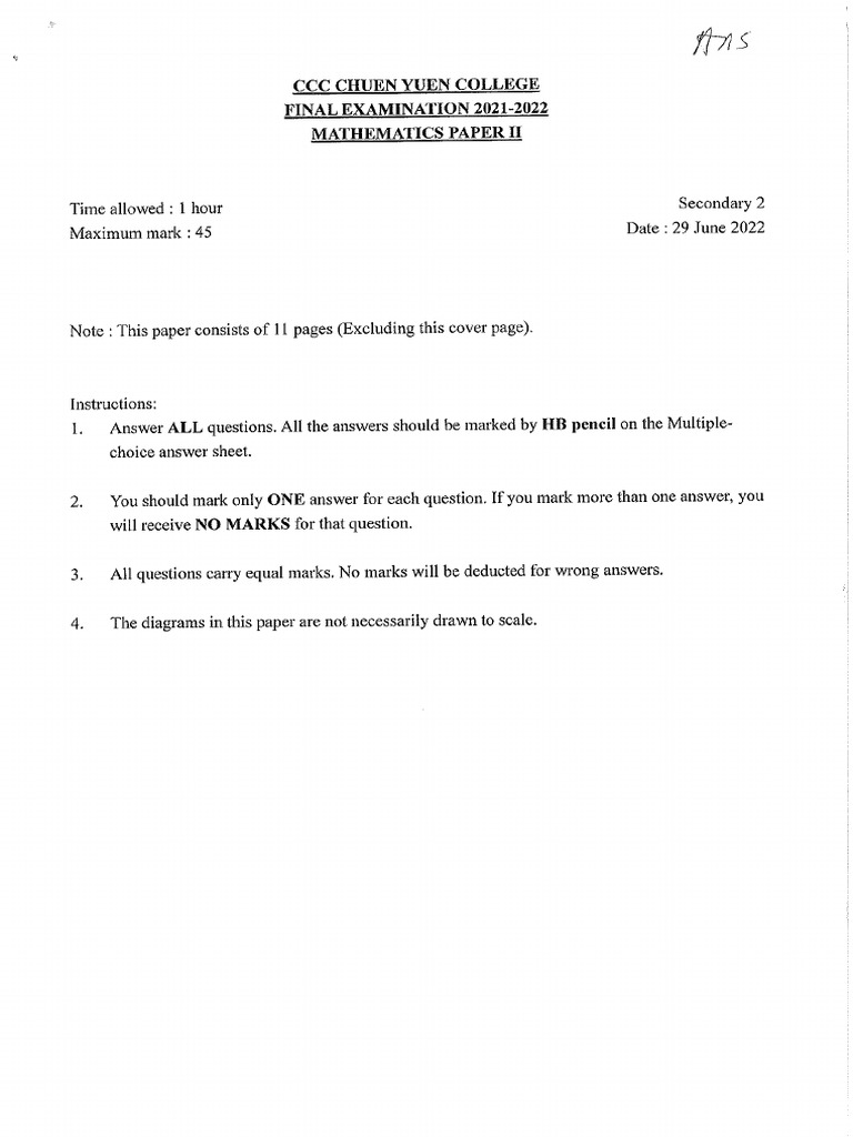 Math s2 Final Paper 2 Ms | PDF