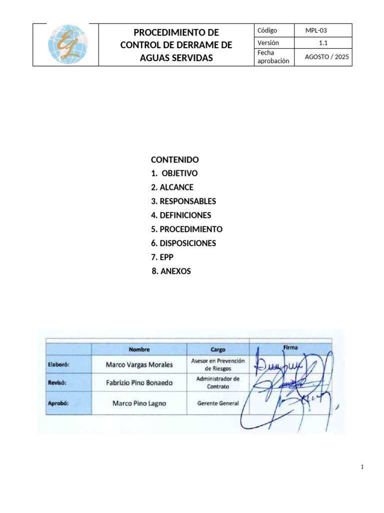Control de Derrames de Aguas Servidas | PDF | Residuos | Higiene ...