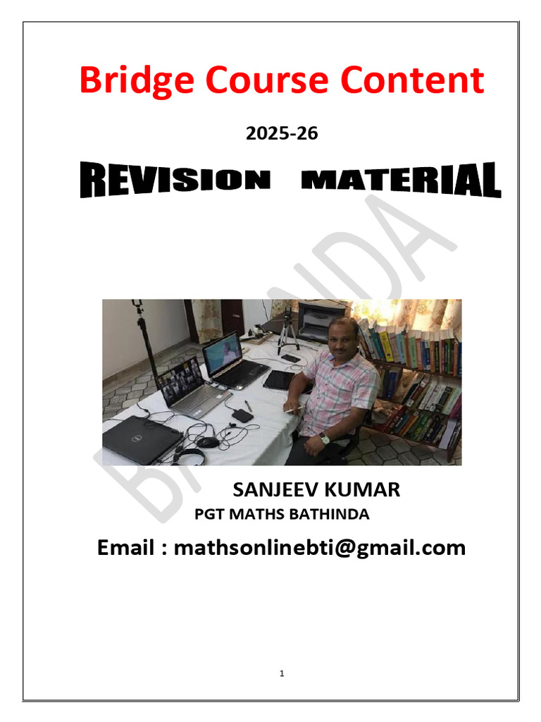 Bridge Course Content for XI to XII Students | PDF | Trigonometric ...