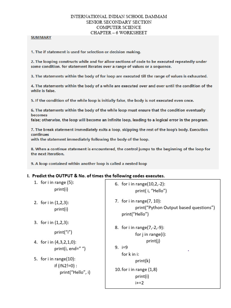 Computer Science Worksheet: Code Output | PDF | Chess Theory | Chess
