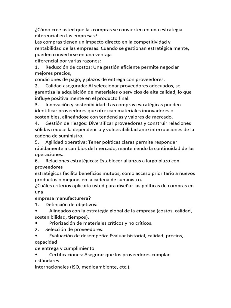 Compras Estratégicas para Empresas Competitivas | PDF | Calidad ...