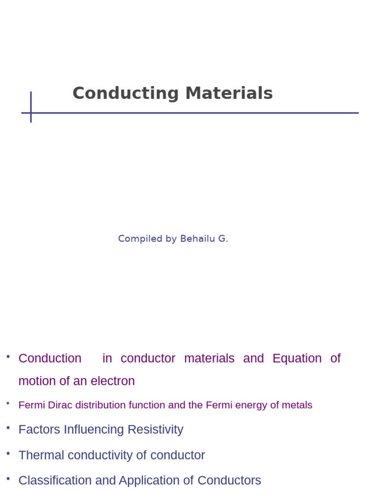 Electrical Conduction in Materials | PDF | Electrical Resistivity And ...