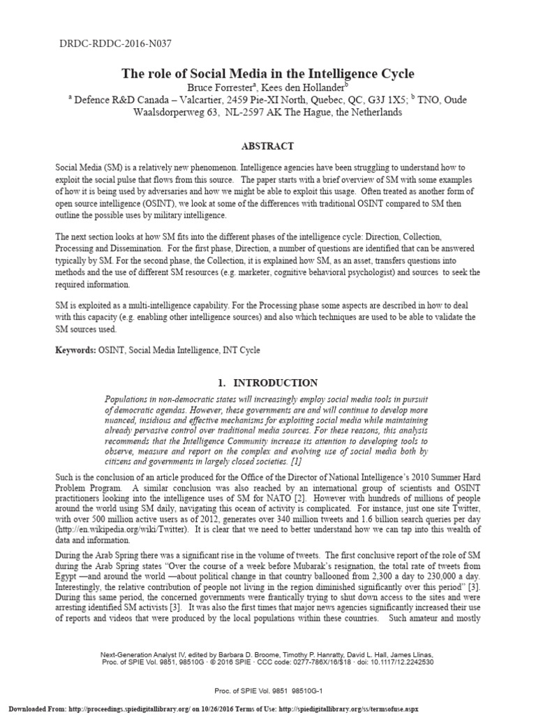 Social Media's Role in Intelligence Analysis | PDF | Information ...