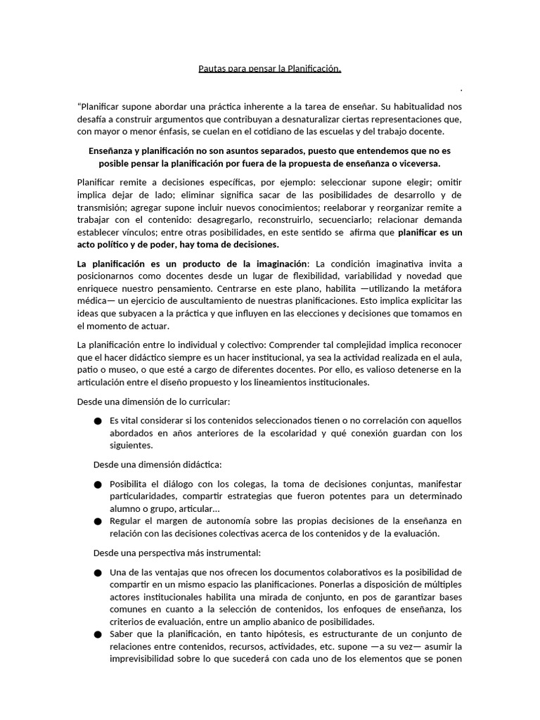 Pautas para una Planificación Efectiva | PDF | Evaluación | Enseñando
