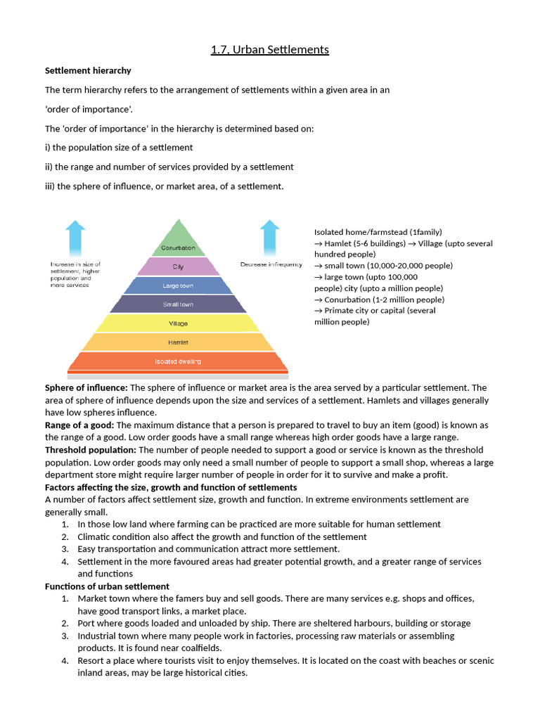 Urban Settlement Hierarchy and Functions | PDF | Volcano | River