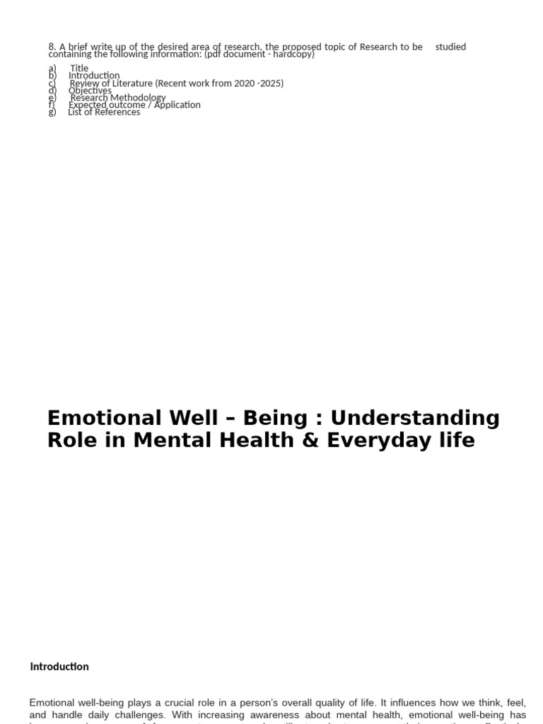 PH.D - Emotional Well - Being | PDF | Well Being | Psychotherapy
