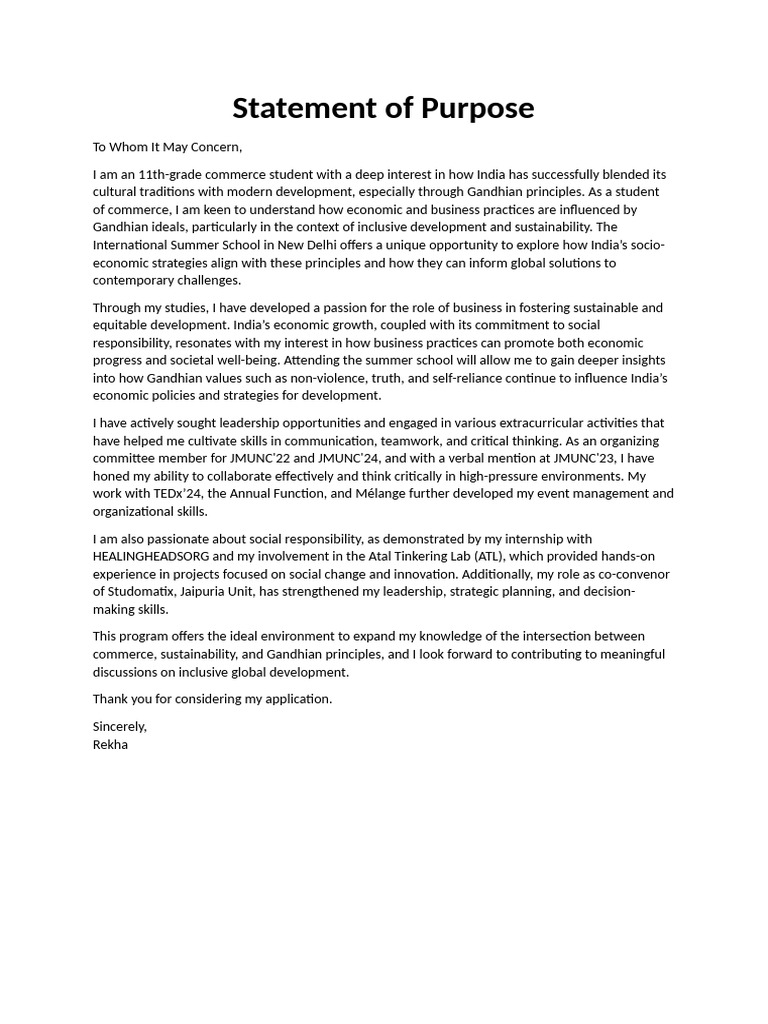 Statement of Purpose | PDF