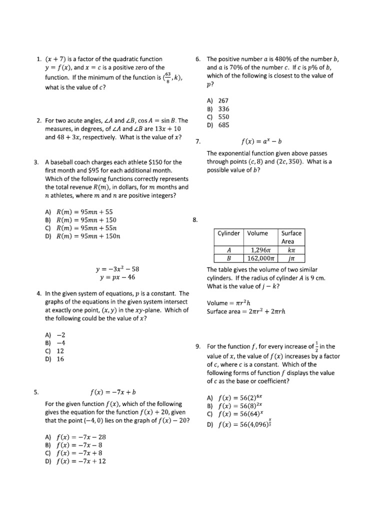 Buổi 12- Sat Math Luyện Đề-hard Math Questions | PDF