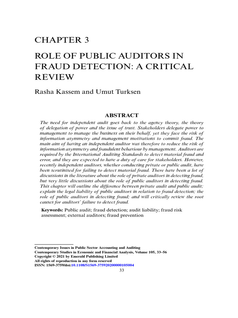 Public Auditors' Role in Fraud Detection | PDF | Audit | Fraud