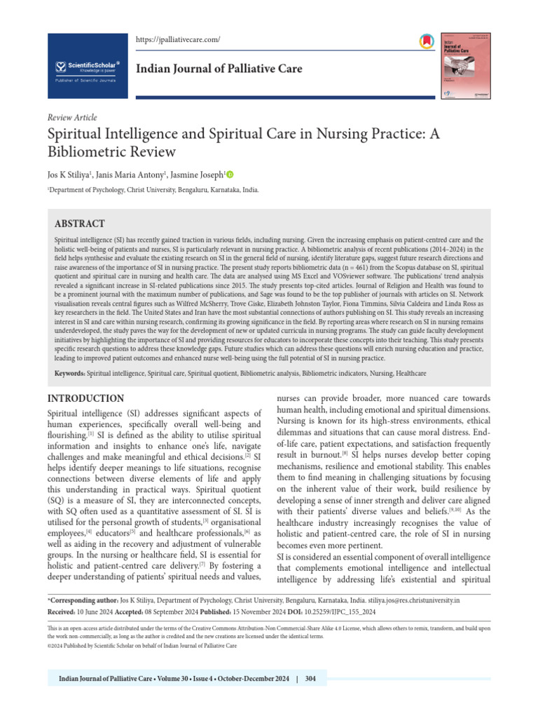 Spiritual Intelligence in Nursing: A Review | PDF | Palliative Care ...