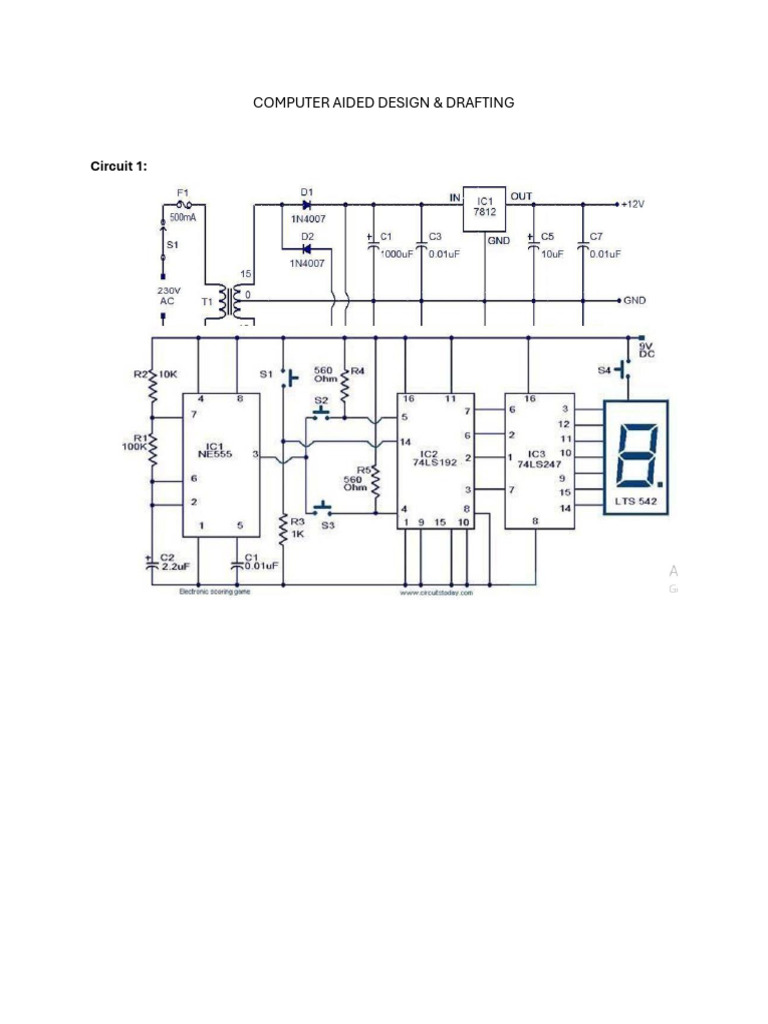 CAD Drafting Assignment: Circuit Design Guide | PDF