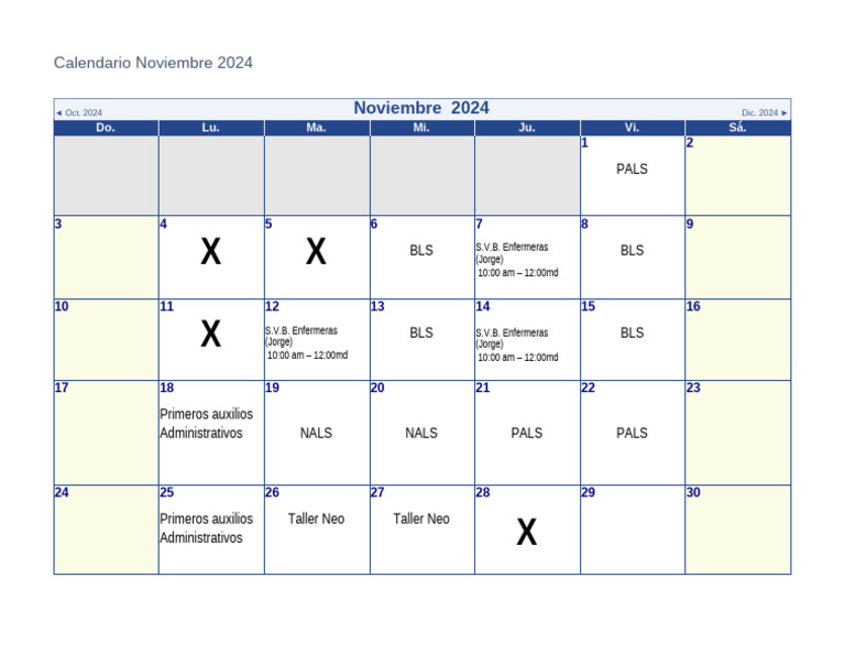 Calendario de Cursos Noviembre 2024 | PDF