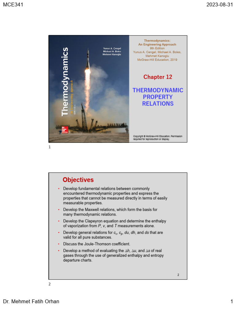 Thermo 9e Chap 12 Lecture | PDF | Enthalpy | Gases