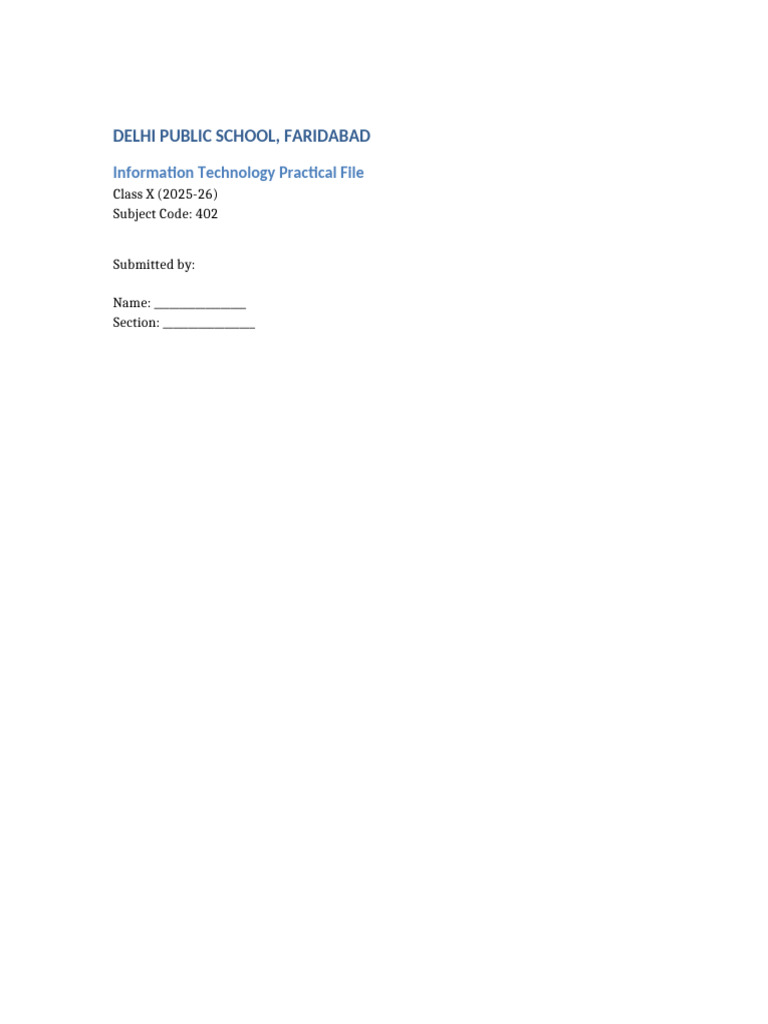 Class X IT Practical File - DPS Faridabad | PDF