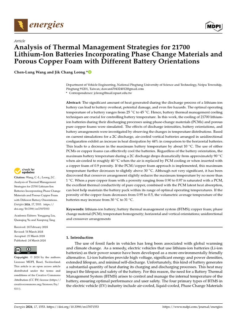 Thermal Management for 21700 Batteries | PDF | Lithium Ion Battery ...