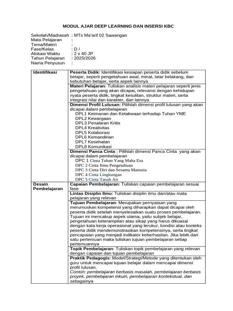 Modul Ajar Deep Learning KBC 2025/2026 | PDF