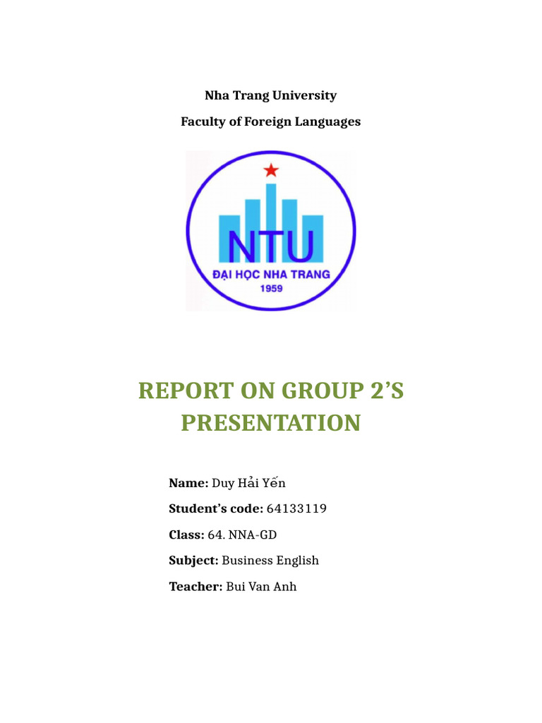 Group 2 Presentation Report Analysis | PDF | Human Communication ...