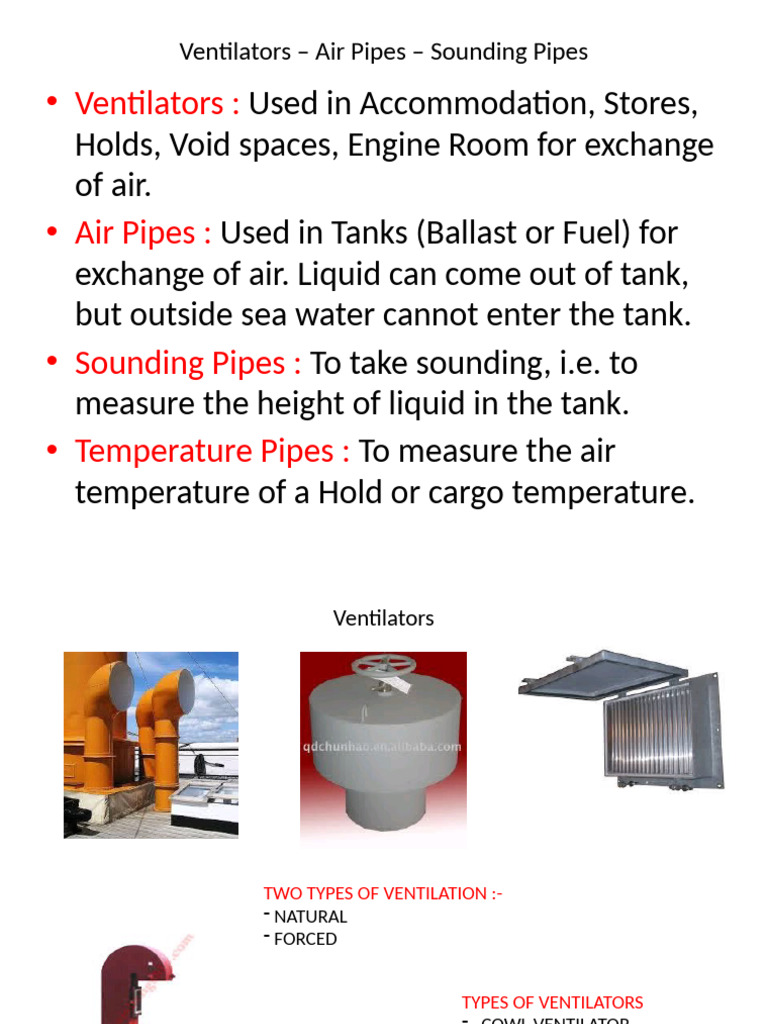 Air Pipes and Sounding Systems on Ships | PDF | Pipe (Fluid Conveyance ...
