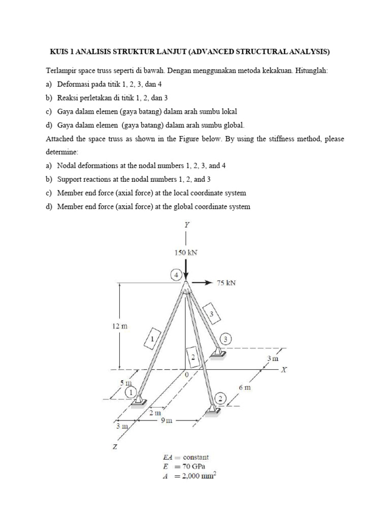 Kuis 1 Analisis Struktur Lanjut (Adv Struct Analysis) | PDF