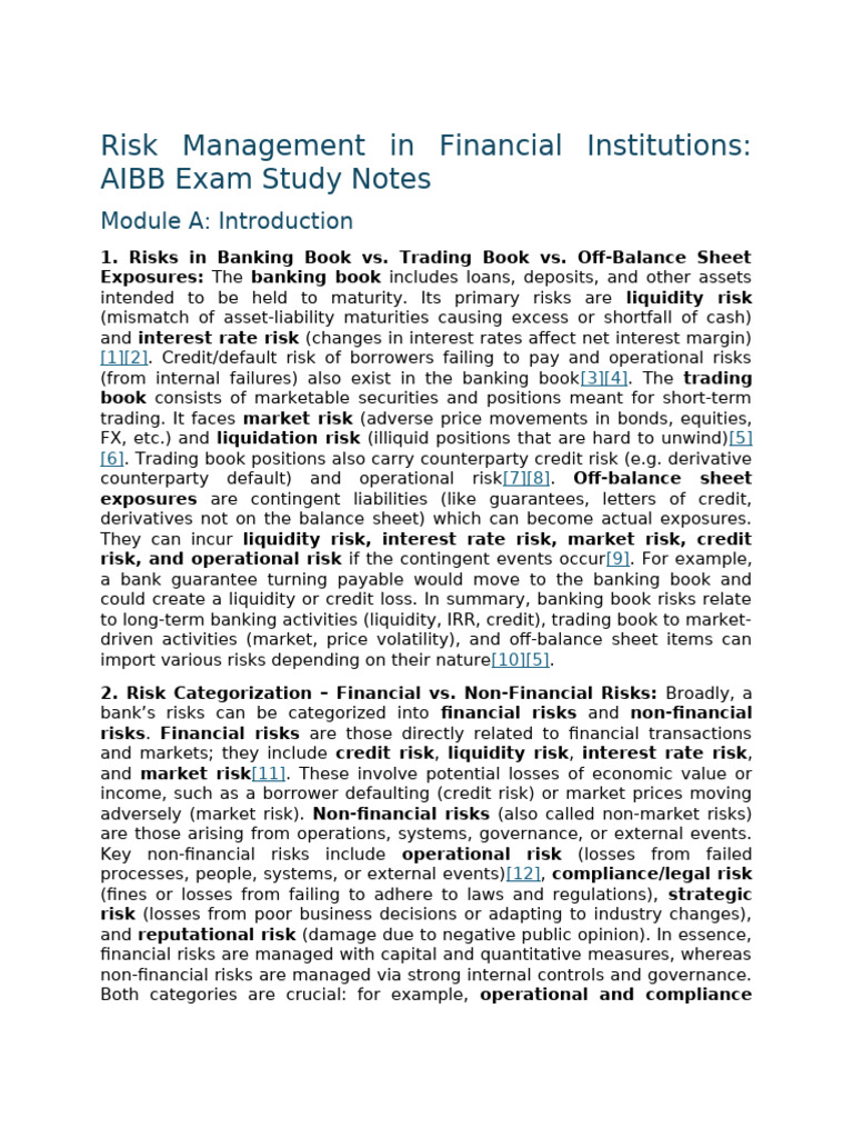Financial Risk Management Study Notes | PDF | Financial Risk | Risk
