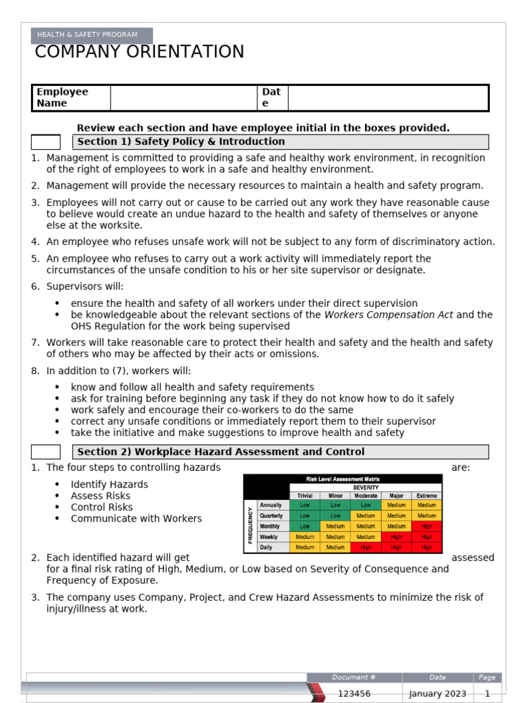 Health & Safety Program Overview | PDF | Occupational Safety And Health ...