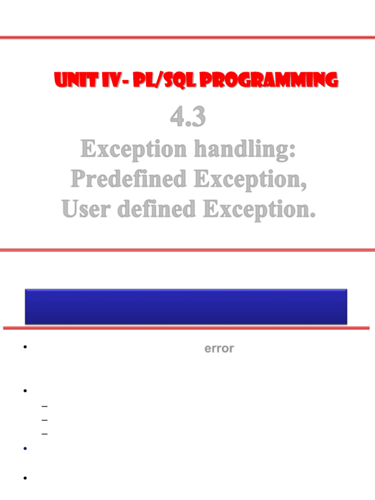 PL/SQL Exception Handling Guide | PDF | Pl/Sql | Computer Science
