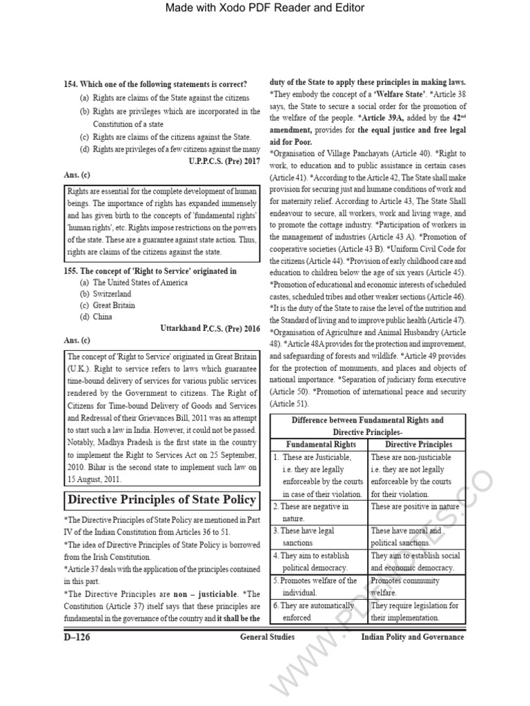 Directive Principles of State Policy Overview | PDF | Governance ...
