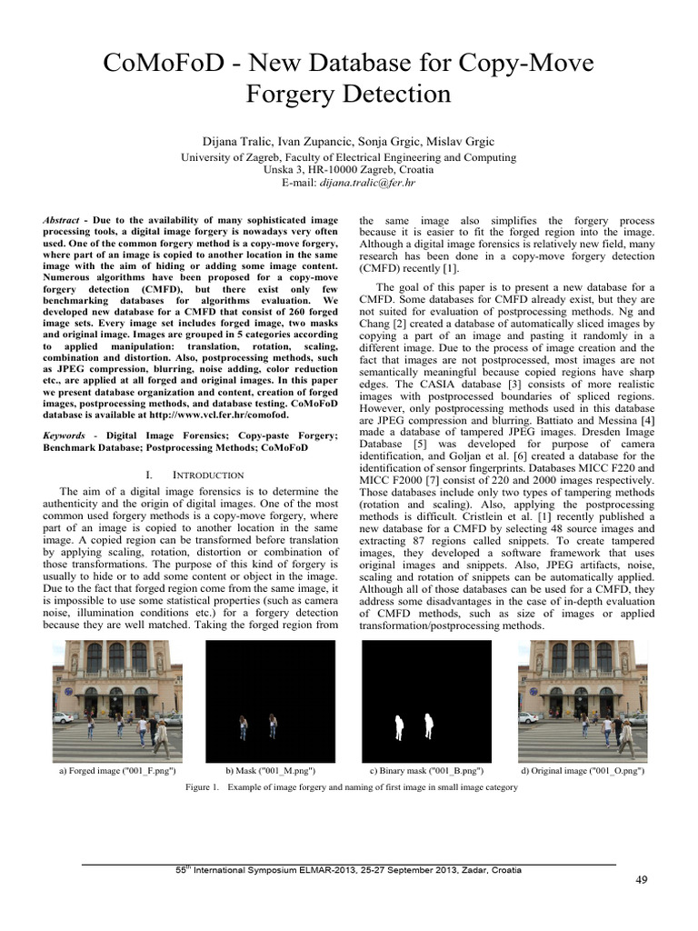 CoMoFoD: Copy-Move Forgery Database | PDF | Data Compression | Imaging