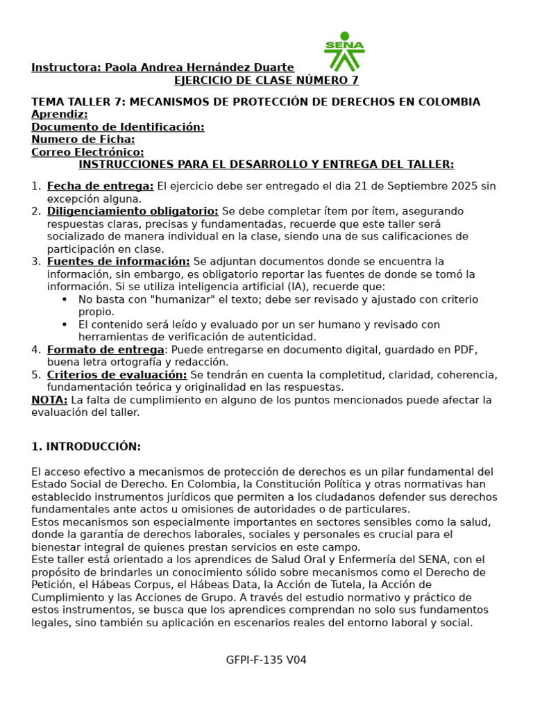 Mecanismos de Protección de Derechos en Colombia | PDF | Habeas corpus ...