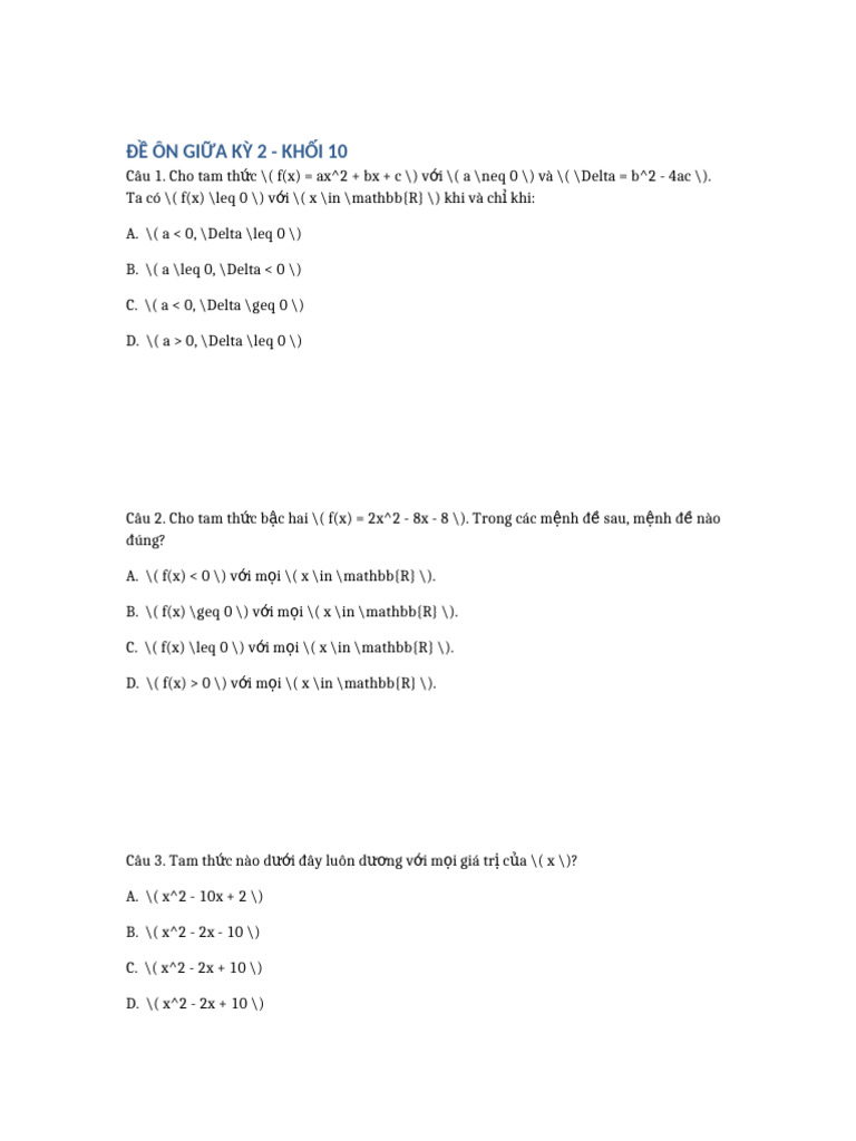 De Thi Trac Nghiem | PDF
