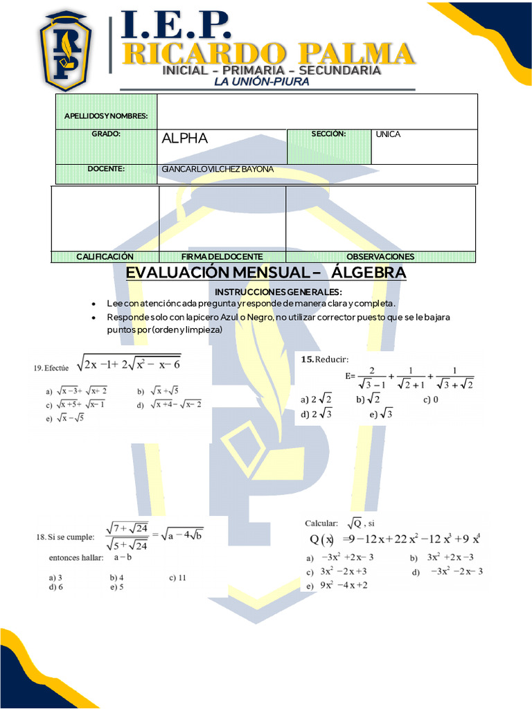 Examen RP Alpha Sep | PDF