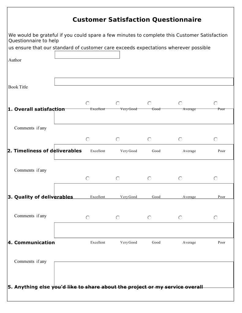 Customer Satisfaction Draft Questionnaire | PDF
