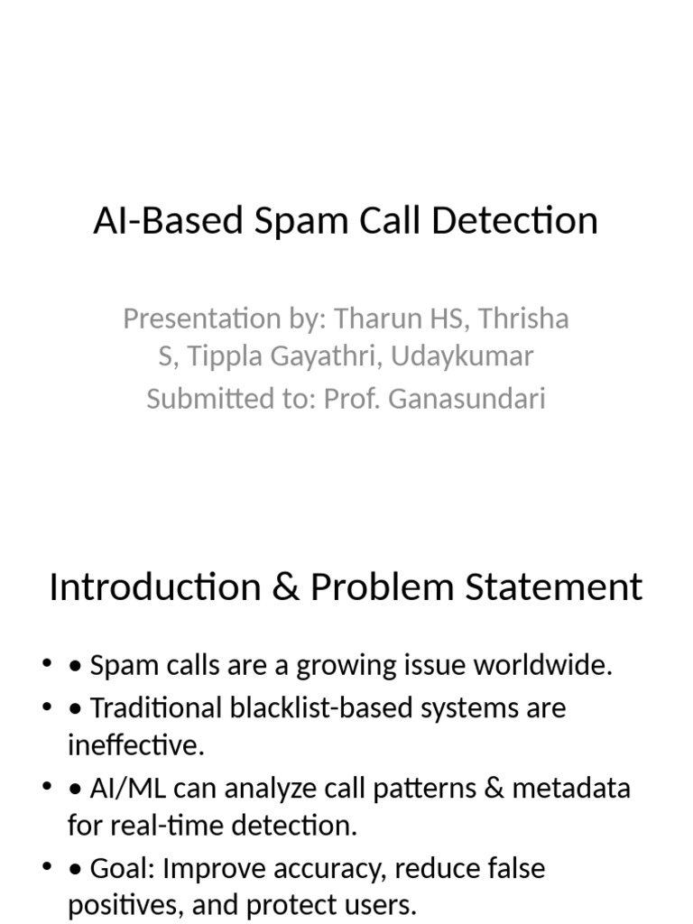 AI Spam Call Detection System Overview | PDF