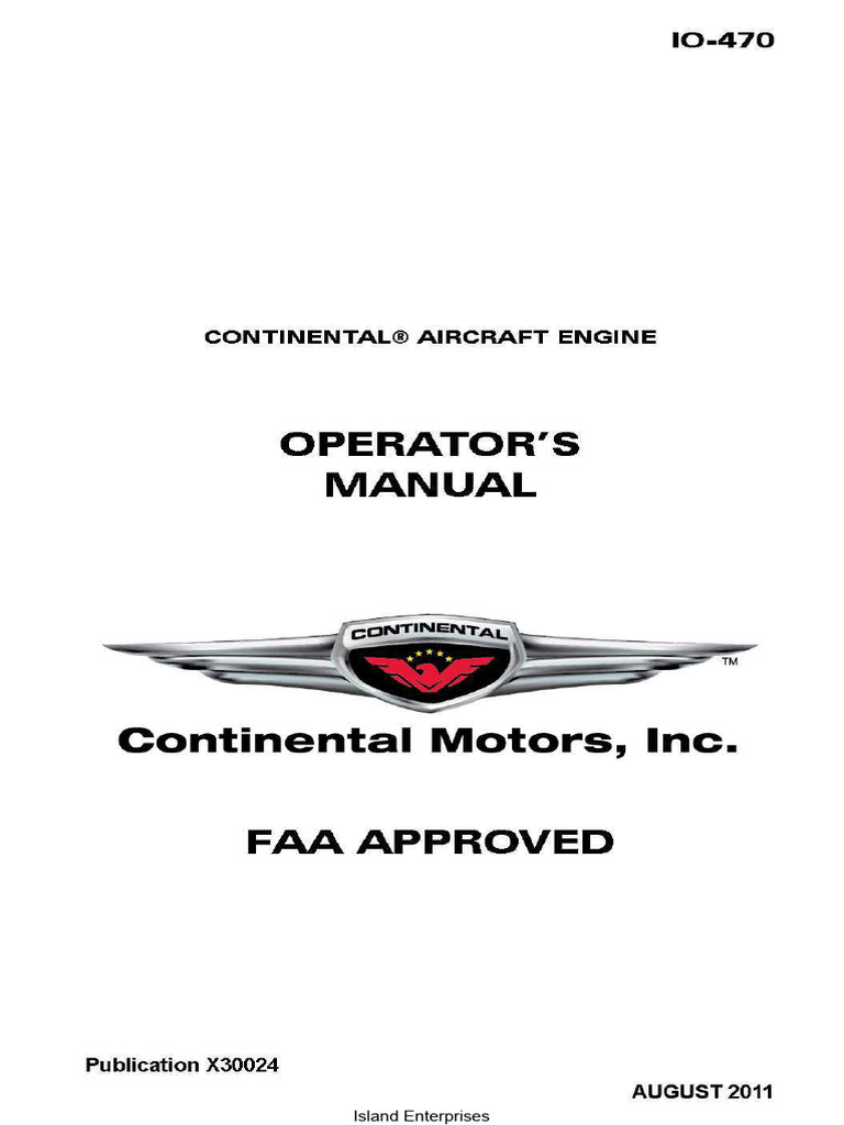 IO-470 Engine Operator's Manual | PDF | Horsepower | Ignition System