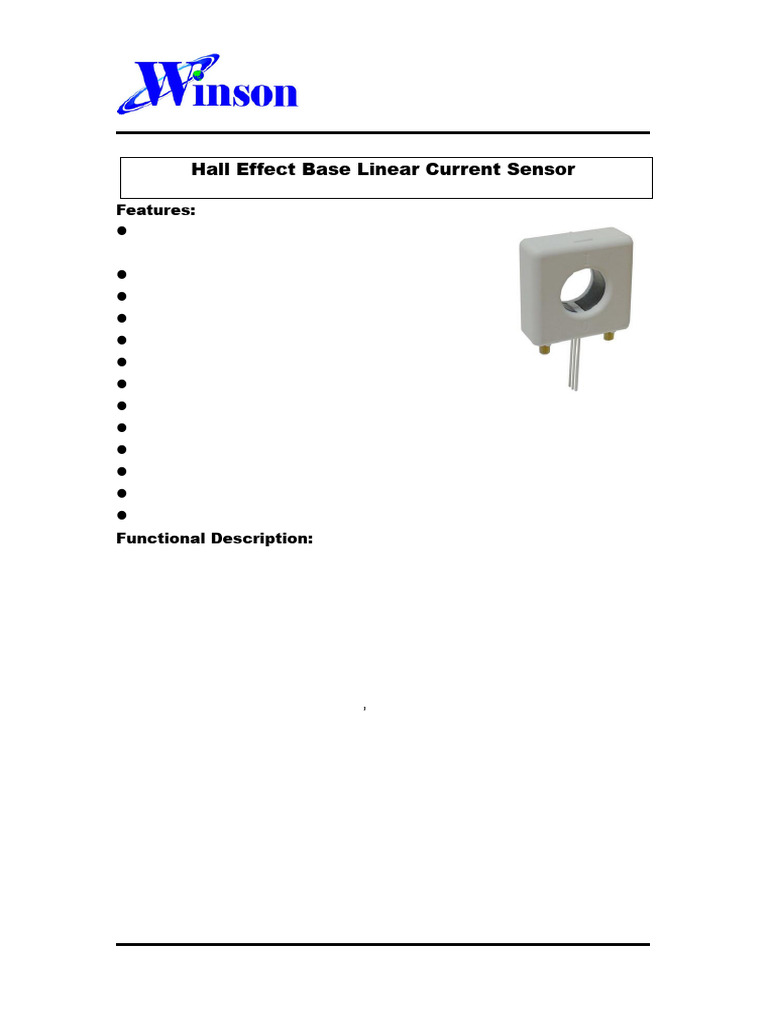 Hall Effect Linear Current Sensor WCSA800 | PDF | Voltage | Electrical ...