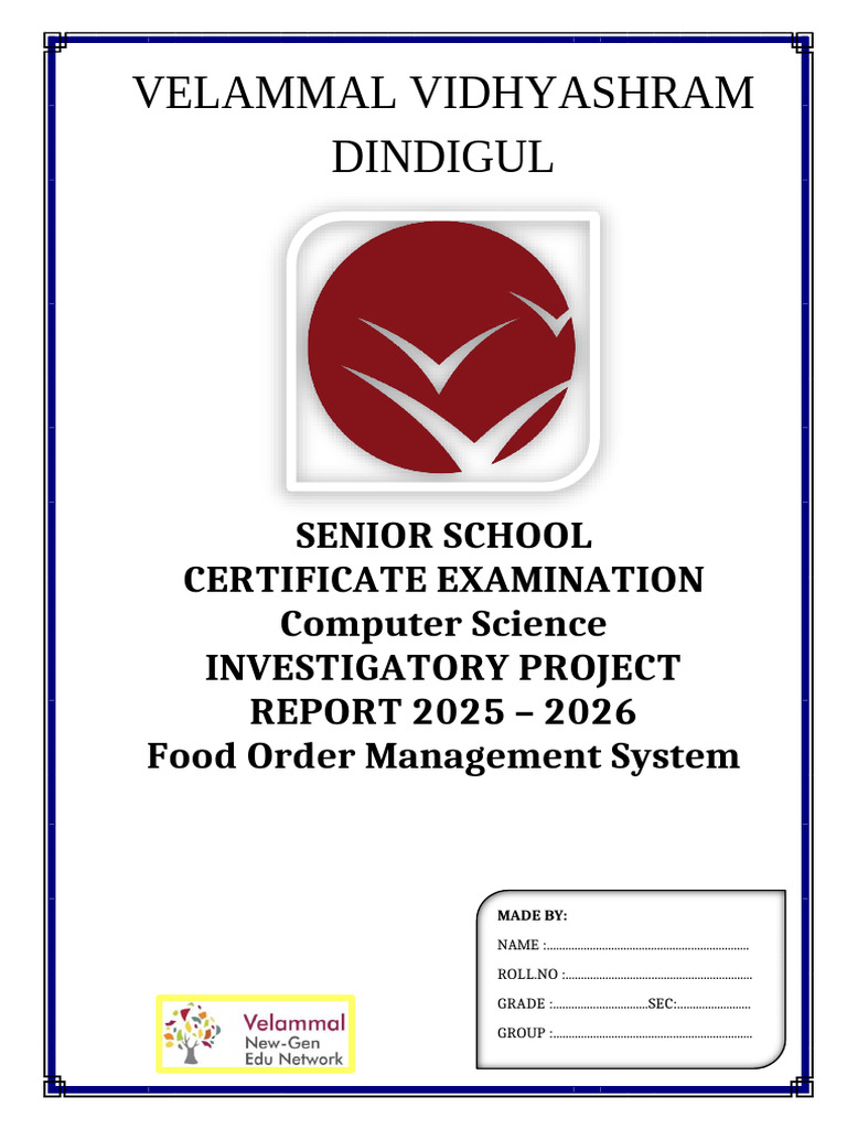 Food Order Management System Project | PDF | Databases | My Sql
