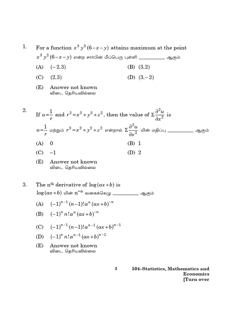 504-Statistics, Mathematics and Economics - 092025 | PDF | Chess ...
