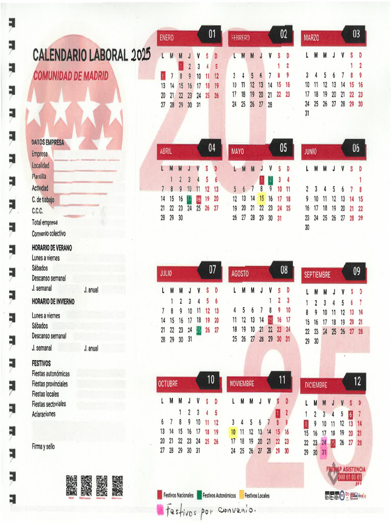 Calendario Laboral Madrid 2025 | PDF