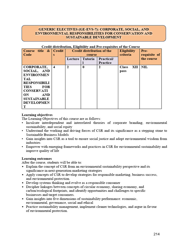 CSR for Sustainable Development Course | PDF | Corporate Social ...