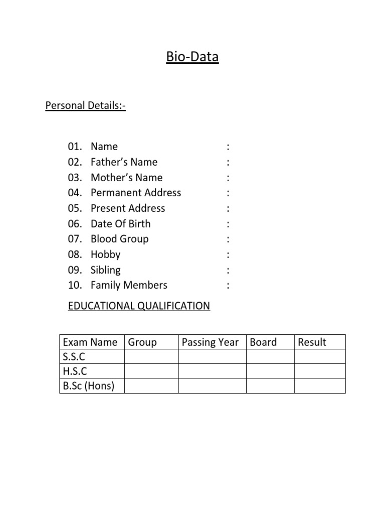 Bio Data | PDF