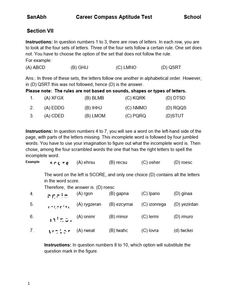 Career Compass Aptitude Test Guide | PDF