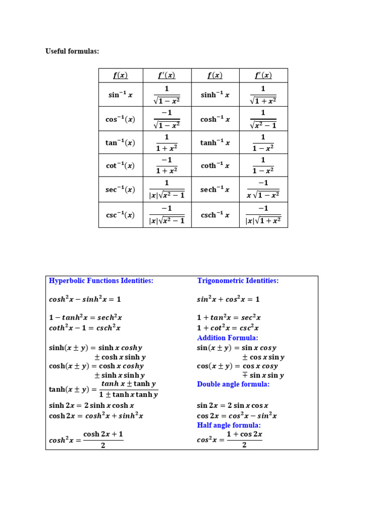 Given Formulas203 | PDF | Mathematical Concepts | Mathematical Relations