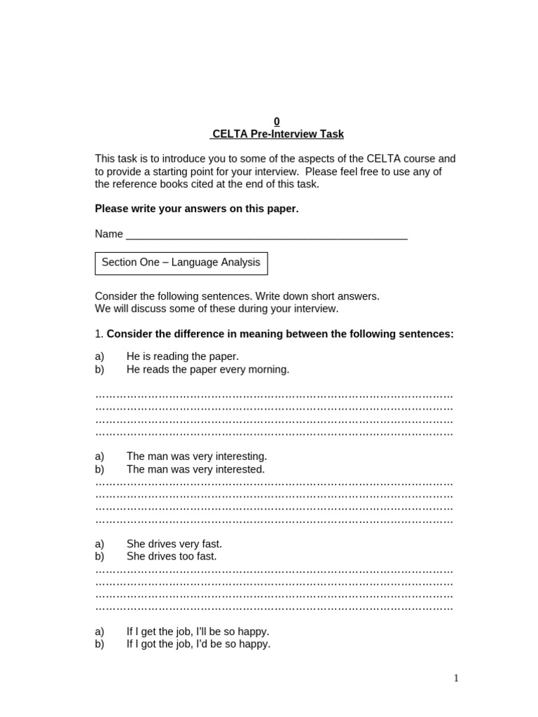 CELTA Pre-Interview Task Guide | PDF | Languages | Foreign Language Studies