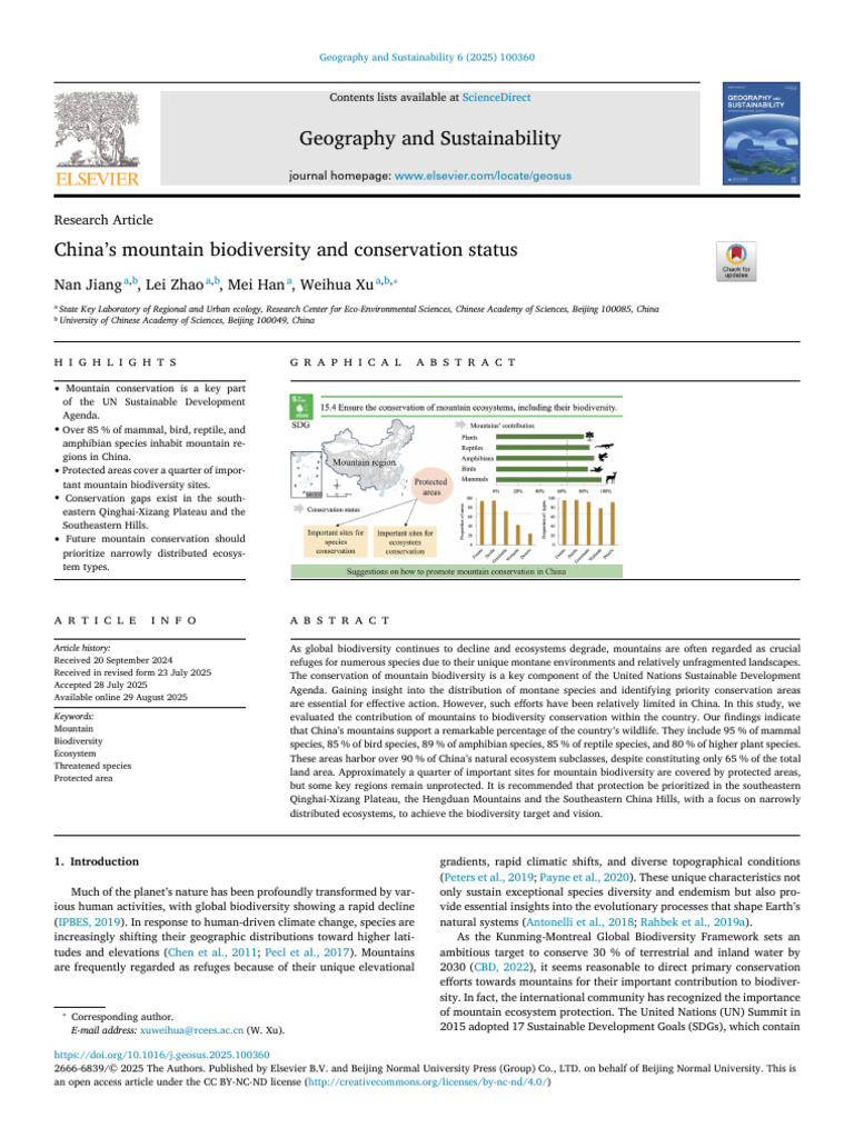 China's Mountain Biodiversity Insights | PDF | Conservation Biology ...