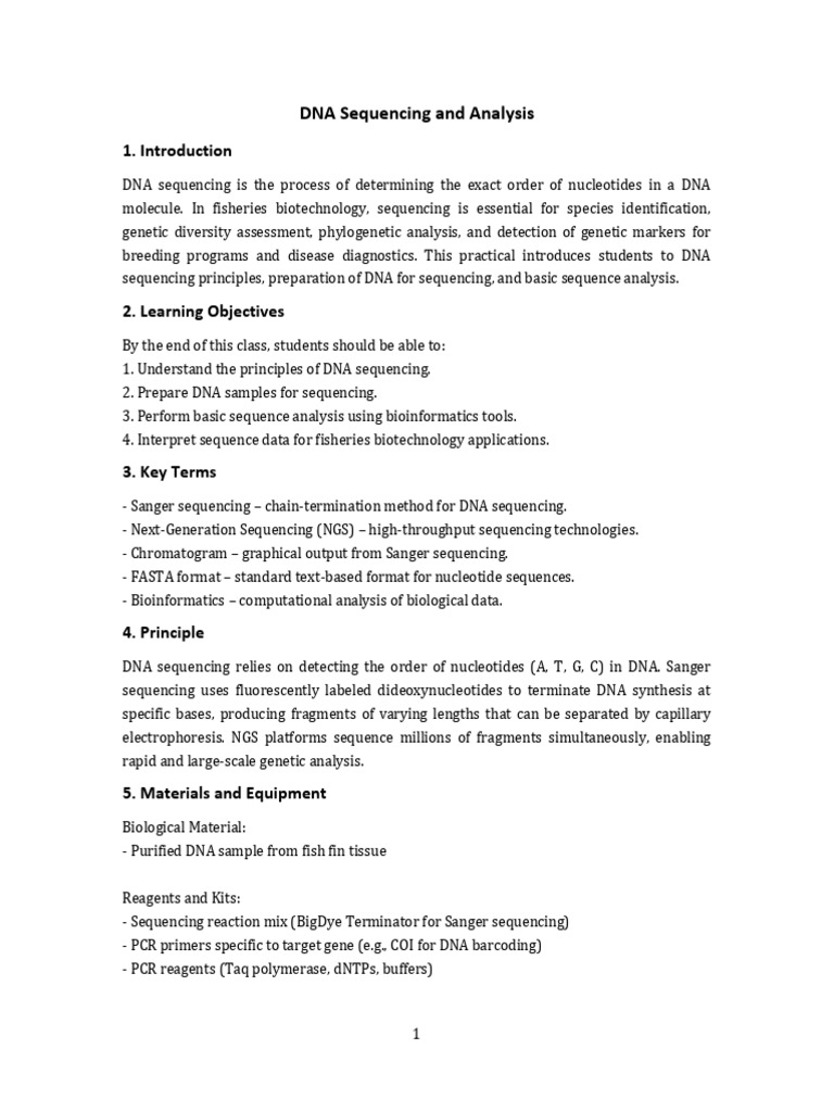 DNA Sequencing in Fisheries Biotechnology | PDF | Dna Sequencing ...