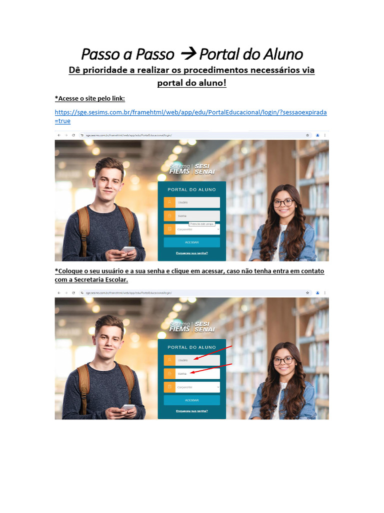 Acesso ao Portal do Aluno SESI | PDF