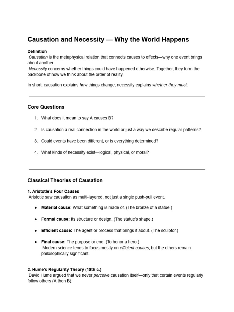 Causation and Necessity — Why the World Happens (Class Notes) | PDF ...